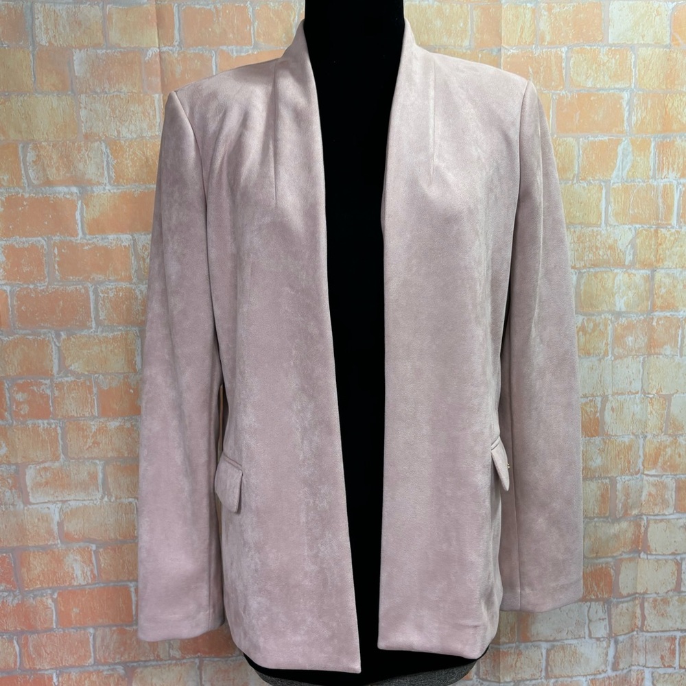 Calvin Klein Pink Microsuede Open Front Blazer - image 1